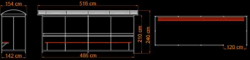 wymiary wiaty przystankowej marek cztery panele